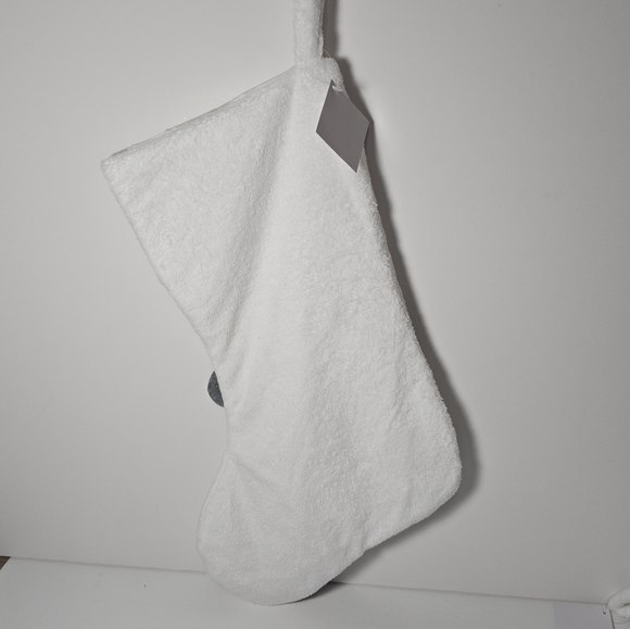 Bear gray white Christmas stocking Cottagecore nwt - Picture 2 of 2